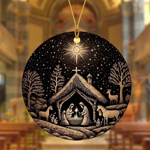 Set of 3 Nativity Music Sheet “Believe” Acrylic Ornaments Christian Christmas - Picture 1 of 3